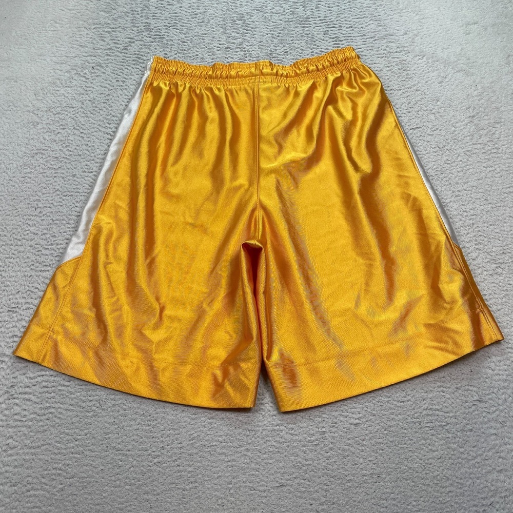 Vintage Nike Los Angeles Lakers Shorts Mens Size Medium Satin Yellow Embroidered - Picture 10 of 10
